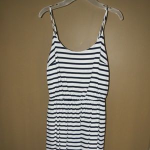 white and blue striped sun dress